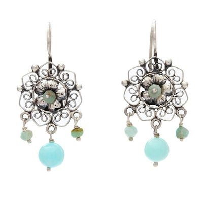 Alternate image for Dangle Earrings with Sterling and Amazonite Miraculous Flower