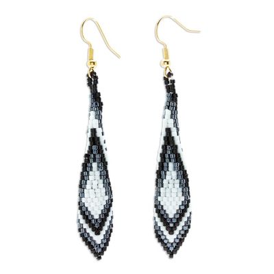Alternate image for Geometric Beaded Dangle Earrings Handcrafted in Mexico Graceful Feathers