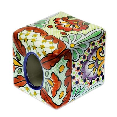 Alternate image for Talavera-Style Tissue Box Cover Hidalgo Bouquet