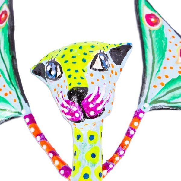 Alternate image for Handmade Papier Mache Cat Alebrije Fanciful Cat