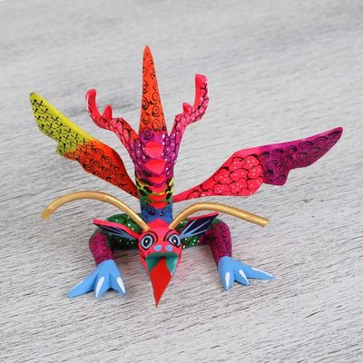 Alternate image for Colorful Hand Carved and Painted Dragon Alebrije Figurine Acrobatic Dragon