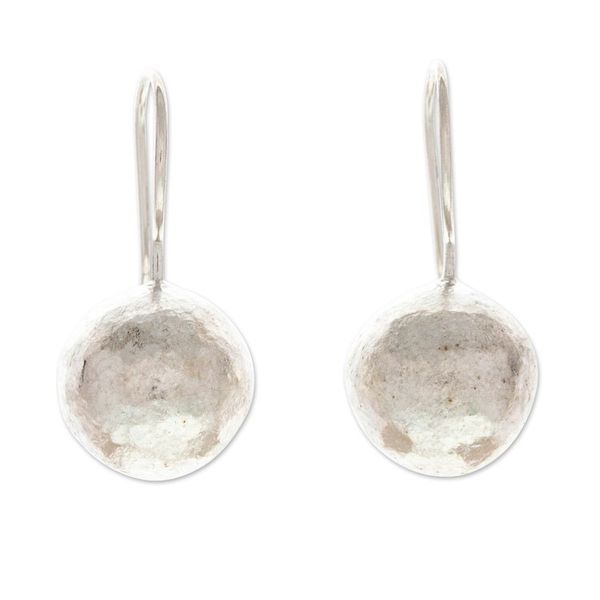 Alternate image for Hand Made Sterling Silver Round Drop Earrings from Mexico Natures Treasures