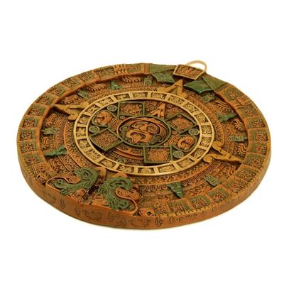 Alternate image for Aztec Fifth Sun Calendar Museum Replica Ceramic Wall Art Fifth Sun in Orange