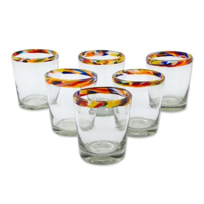 Alternate image for Colorful Handcrafted Blown Glass Juice Glasses Set of 6 Confetti Path