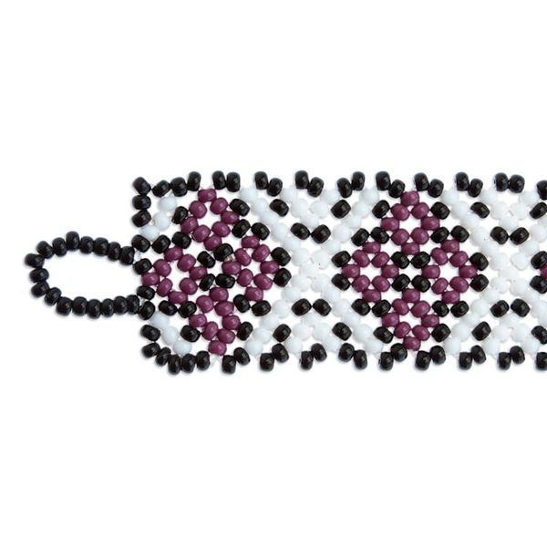 Alternate image for Hand Beaded Bracelet from Mexico Peyote Flower in Plum