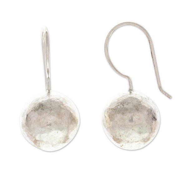 Alternate image for Hand Made Sterling Silver Round Drop Earrings from Mexico Natures Treasures