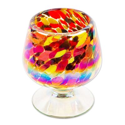 Alternate image for Set of 4 Multicolored Snifters Handblown from Recycled Glass Bright Confetti