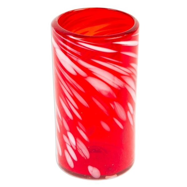 Alternate image for Set of 6 Red Artisan Crafted Hand Blown Glasses Festive Red