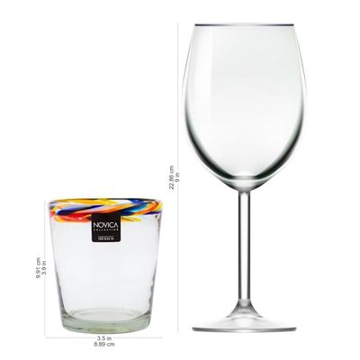 Alternate image for Colorful Handcrafted Blown Glass Juice Glasses Set of 6 Confetti Path