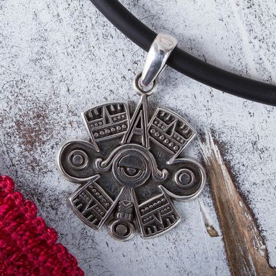 Alternate image for Mens Aztec Eye Sterling Silver Pendant Necklace from Taxco Aztec Eye