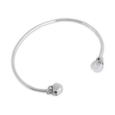 Alternate image for Sterling Silver Cuff Bracelet with Skulls from Mexico Skulls of Tradition