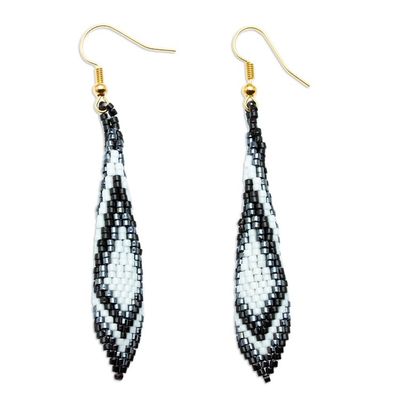 Alternate image for Geometric Beaded Dangle Earrings Handcrafted in Mexico Graceful Feathers