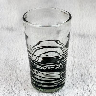 Alternate image for Set of 6 Hand Blown Black Spiral Glass Tumblers from Mexico Ebony Spin