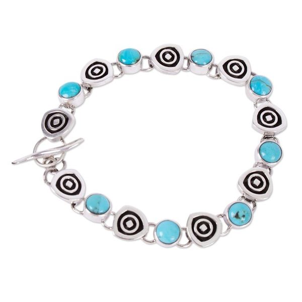Alternate image for Taxco Style Turquoise Link Bracelet from Mexico Morning Sky