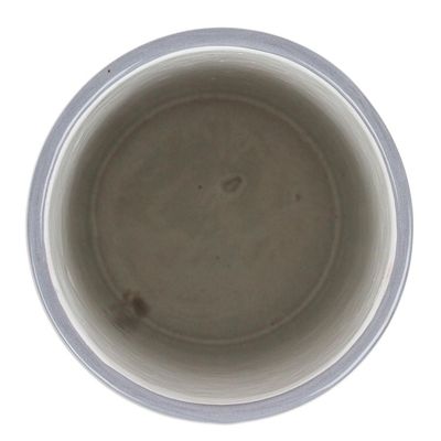 Alternate image for Handcrafted Floral Ceramic Vase in Grey and Orange Grey Salon