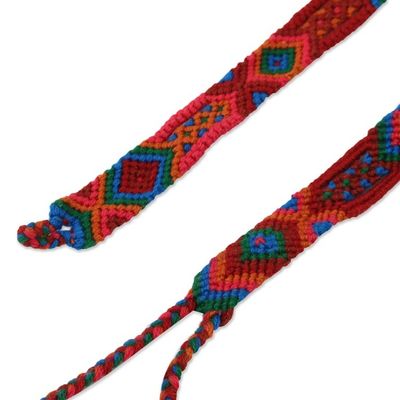 Alternate image for Colorful Cotton Wristband Bracelets from Mexico Set of 3 Deep Color