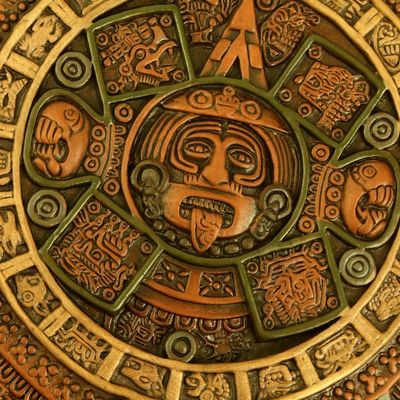 Alternate image for Aztec Fifth Sun Calendar Museum Replica Ceramic Wall Art Fifth Sun in Orange