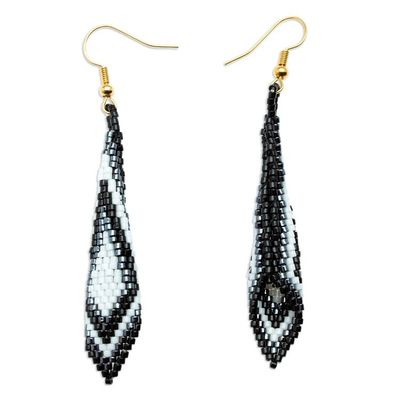 Alternate image for Geometric Beaded Dangle Earrings Handcrafted in Mexico Graceful Feathers