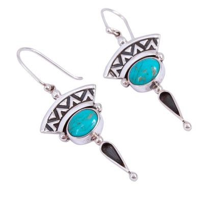 Alternate image for Natural Turquoise and Silver Dangle Earrings from Mexico History and Culture