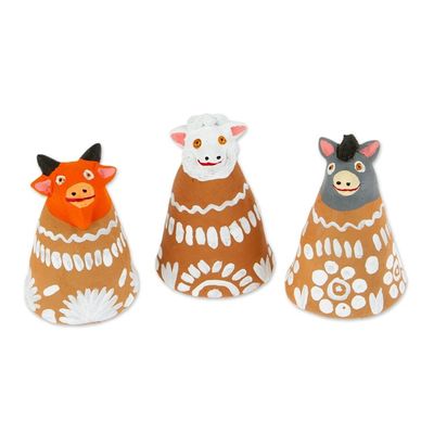 Alternate image for Handcrafted Ceramic Nativity Scene Bells 11 pieces Nativity Scene Bells