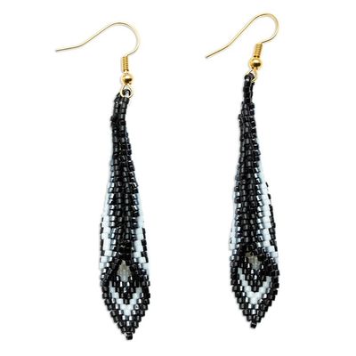 Alternate image for Geometric Beaded Dangle Earrings Handcrafted in Mexico Graceful Feathers