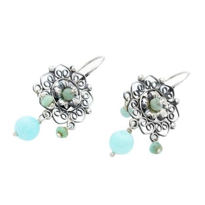 Alternate image for Dangle Earrings with Sterling and Amazonite Miraculous Flower