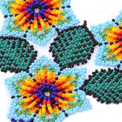 Alternate image for Floral Huichol Glass Beaded Necklace from Mexico Huichol Trio