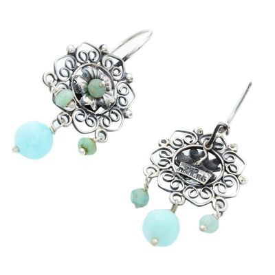 Alternate image for Dangle Earrings with Sterling and Amazonite Miraculous Flower