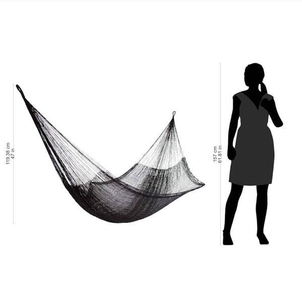 Alternate image for Hand Woven Nylon Black Hammock Single from Mexico Black Relaxation