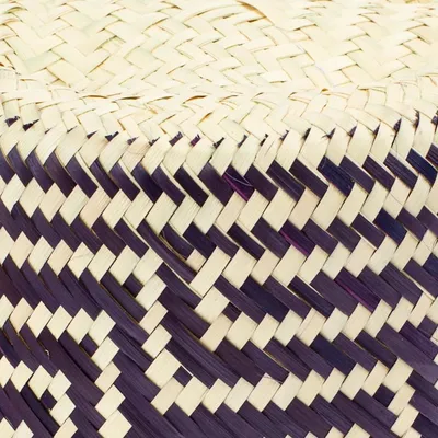 Alternate image for Blue Basket with Lid Hand-Woven from Palm Fiber in Mexico Little Navy Blue Trail