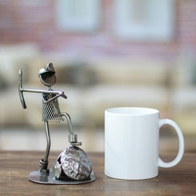 Alternate image for Upcycled Metal Sculpture of Miner at Work in Mexico Rustic Miner