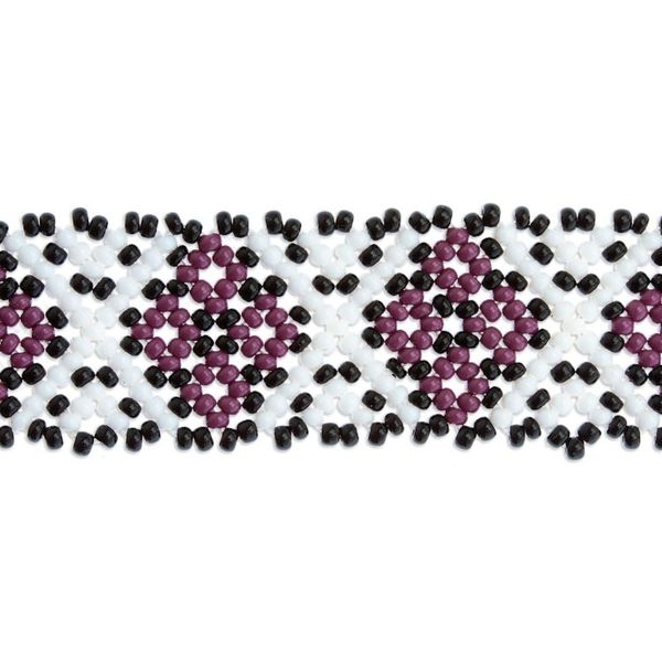 Alternate image for Hand Beaded Bracelet from Mexico Peyote Flower in Plum