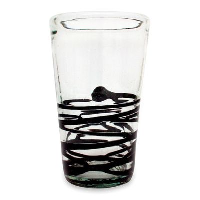 Alternate image for Set of 6 Hand Blown Black Spiral Glass Tumblers from Mexico Ebony Spin