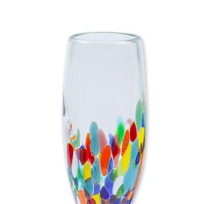 Alternate image for Set of 4 Colorful Handblown Champagne Flutes from Mexico Chromatic Soire