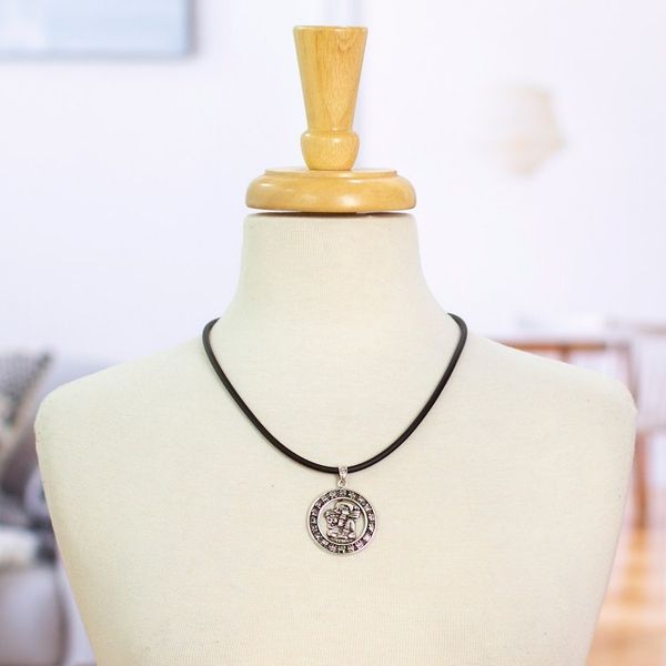 Alternate image for Sterling Silver and Rubber Aztec Pendant Necklace Mexico Time Carrier