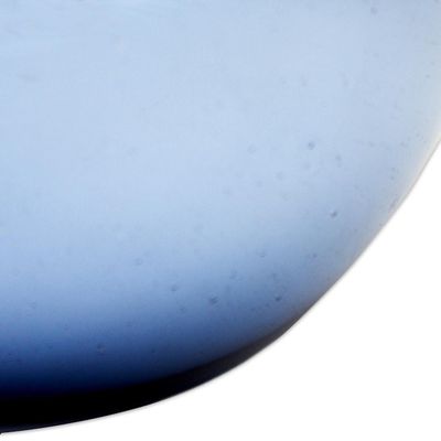 Alternate image for Blue Reflective Blown Glass Bowl from Recycled Glass Blue Opal