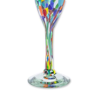 Alternate image for Set of 4 Colorful Handblown Champagne Flutes from Mexico Chromatic Soire