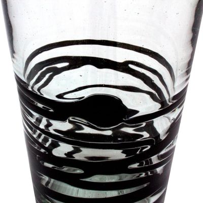 Alternate image for Set of 6 Hand Blown Black Spiral Glass Tumblers from Mexico Ebony Spin