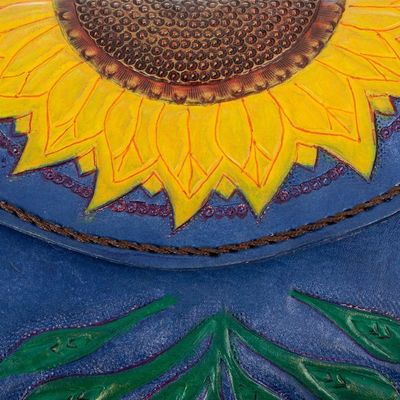 Alternate image for Hand Tooled Sunflower Motif Clutch or Shoulder Bag Golden Sunflower