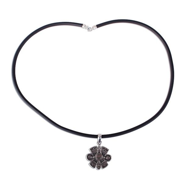Alternate image for Mens Aztec Eye Sterling Silver Pendant Necklace from Taxco Aztec Eye