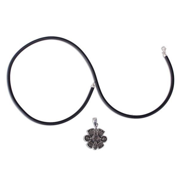 Alternate image for Mens Aztec Eye Sterling Silver Pendant Necklace from Taxco Aztec Eye