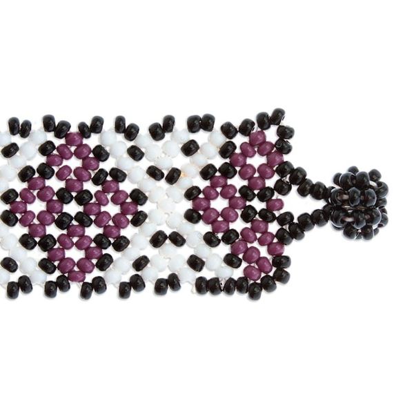 Alternate image for Hand Beaded Bracelet from Mexico Peyote Flower in Plum