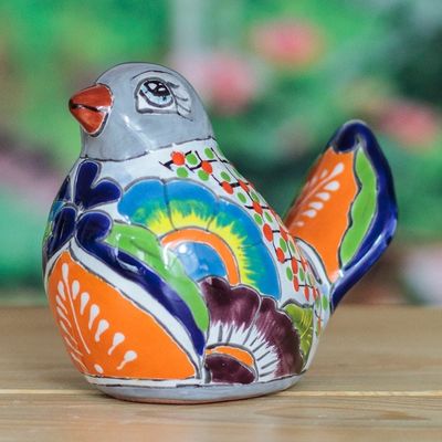Alternate image for Bird-Themed Hacienda Painted Ceramic Figurine in Grey Chants from the Hacienda