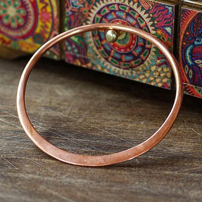 Alternate image for Modern Polished Copper Bangle Bracelet Crafted in Mexico Delightful Charm