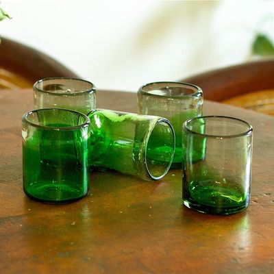 Alternate image for Ombre Green Handblown Juice Glasses Set of 6 Jalisco Green