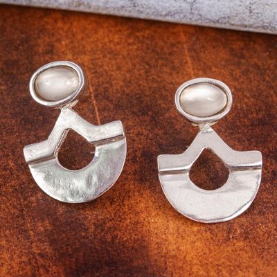 Alternate image for Modern Moonstone Drop Earrings in Sterling Silver Malinalco Imagination