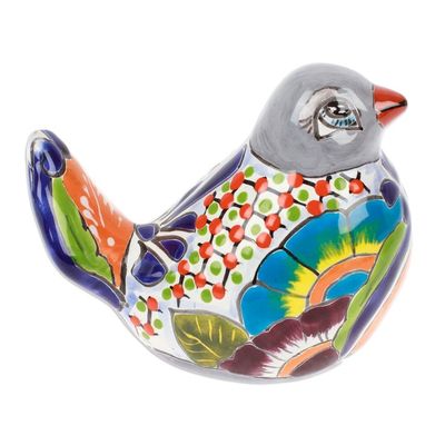 Alternate image for Bird-Themed Hacienda Painted Ceramic Figurine in Grey Chants from the Hacienda