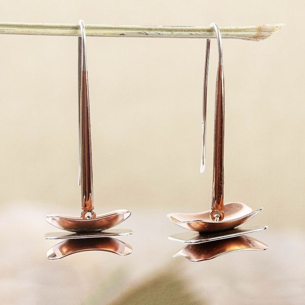Alternate image for Layered Sterling Silver and Copper Dangle Earrings Between Layers