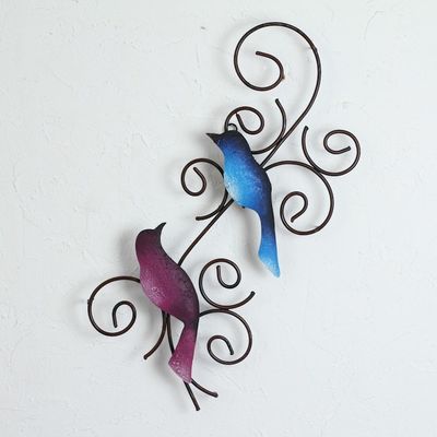Primary image for Handmade Steel Wall Sculpture of a Bird Couple from Mexico Promised Birds