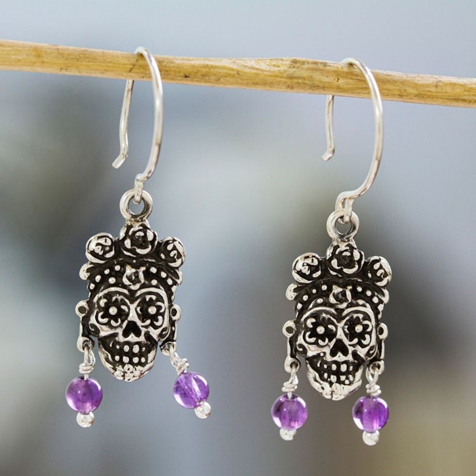 925 Sterling Silver Catrina Earrings From Taxco Mexico 'Catrina With Earrings'